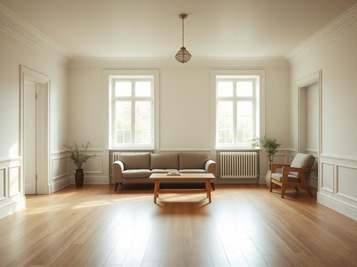 Woonkamer binnenschilderwerk — na het schilderwerk (demonstratiebeeld)